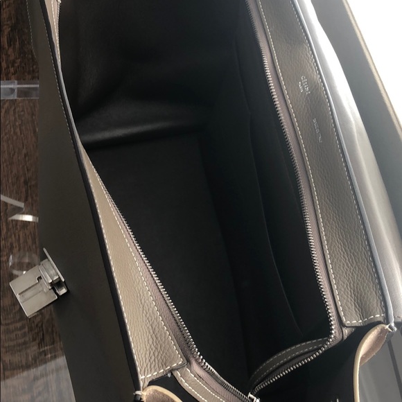 AUTHENTIC CELINE TAUPE GRAY TRAPEZE BAG TOTE Drummed Calfskin Suede Medium - Picture 3 of 14